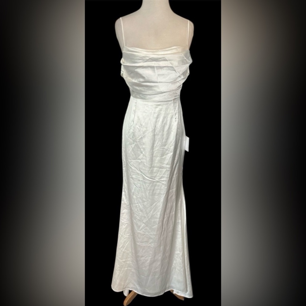 Lulus Women’s Satin Backless Gown in Bridal White Sz S - Picture 7 of 13